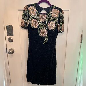 Vintage floral beaded Scala Dress LBD